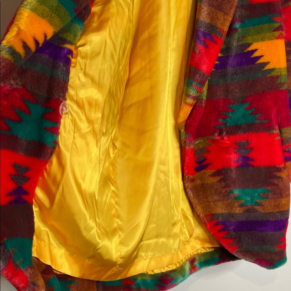 Donny Brook | Women’s 80’s Western Aztec Print Plush Teddy Coat Size Medium USA - Picture 4 of 7